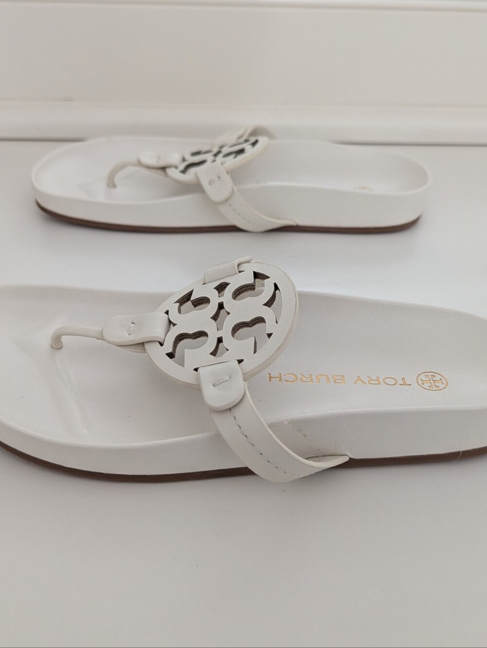EUC! Tory Burch Miller Cloud Sandal In White Leather Size 7.5 - Picture 5 of 15